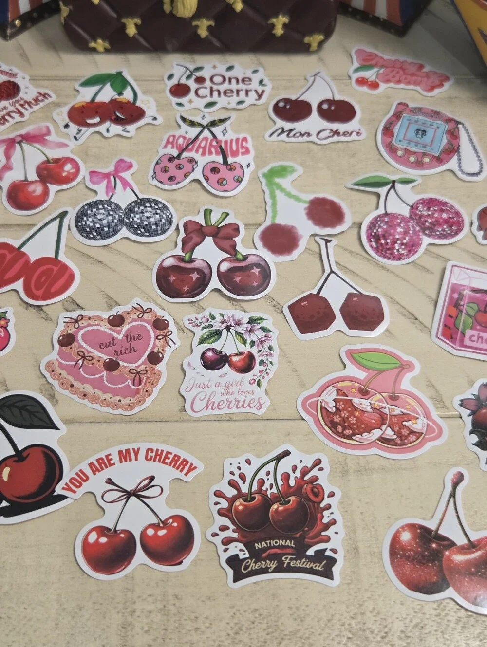 Lot of 30 Cherry Aesthetic Vinyl Stickers Pack - Coquette Y2K Variety, NEW